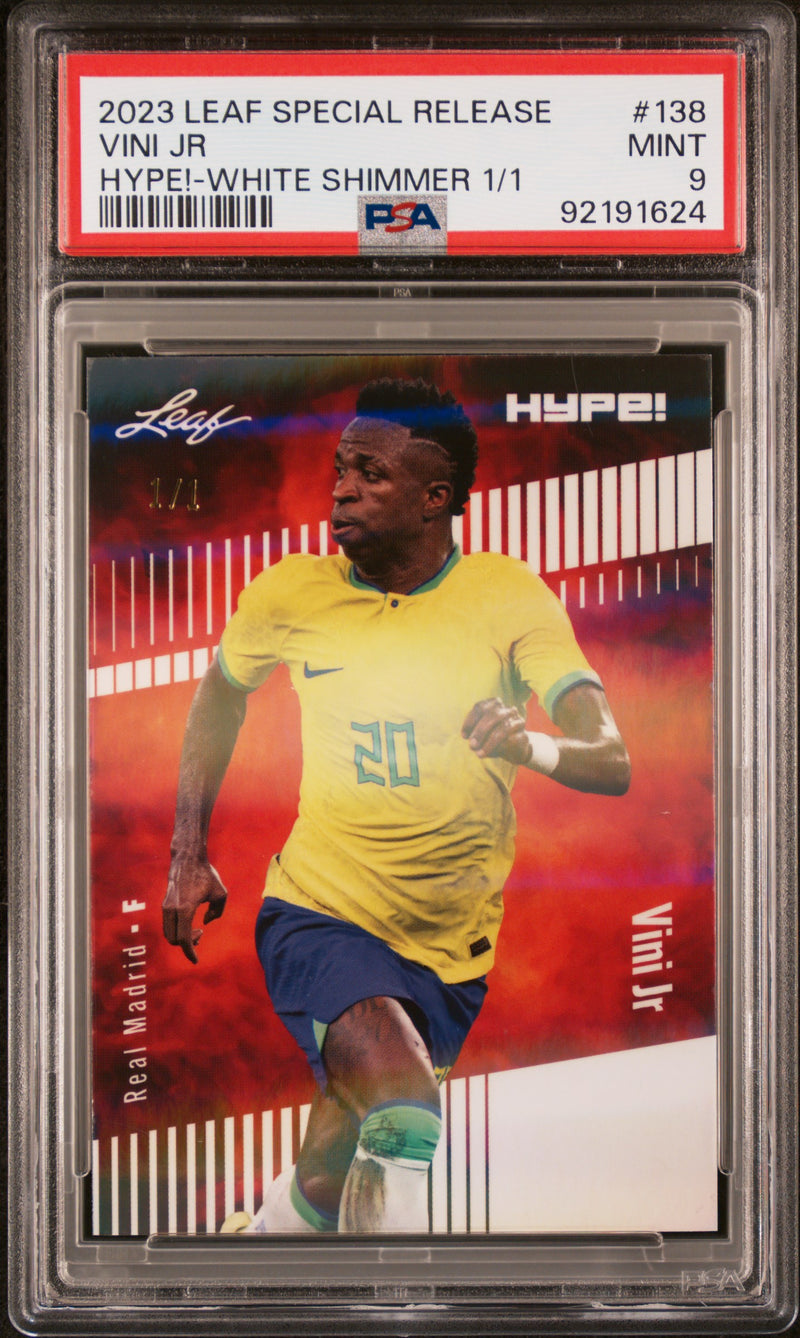 PSA 9 Vini Jr. 2023 Leaf HYPE #138 White Shimmer 1/1 Rare Trading Card Real Madrid