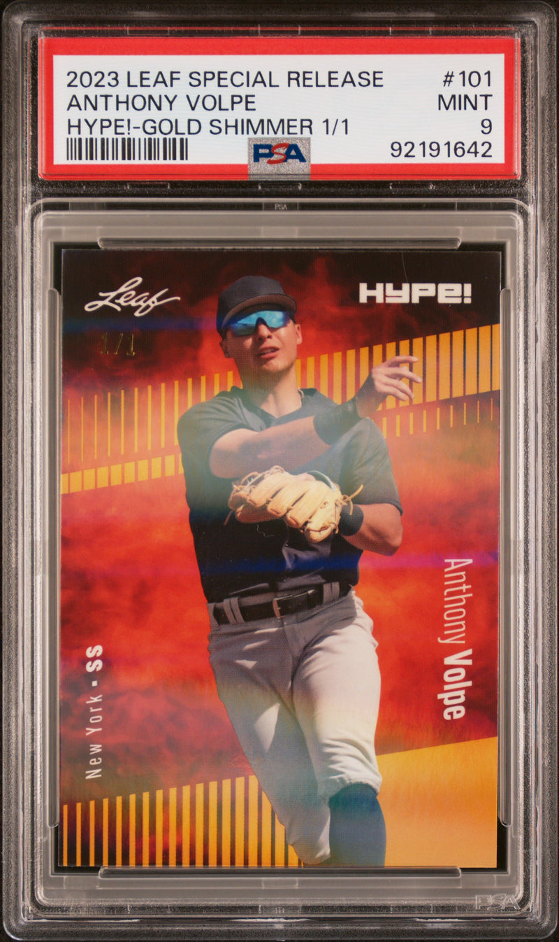 PSA 9 Anthony Volpe 2023 Leaf HYPE #101 Gold Shimmer 1/1 Rookie Card New York Yankees