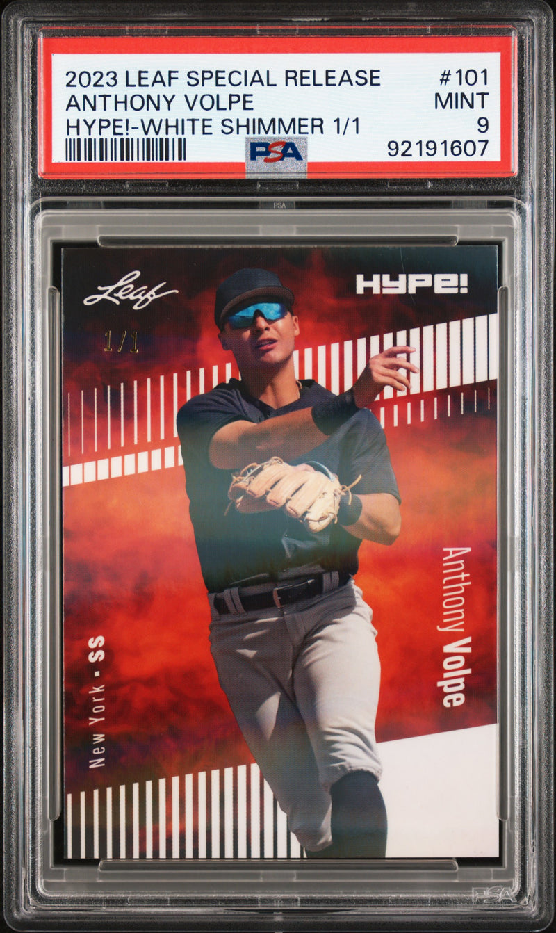 PSA 9 Anthony Volpe 2023 Leaf HYPE #101 White Shimmer 1/1 Rookie Card New York Yankees