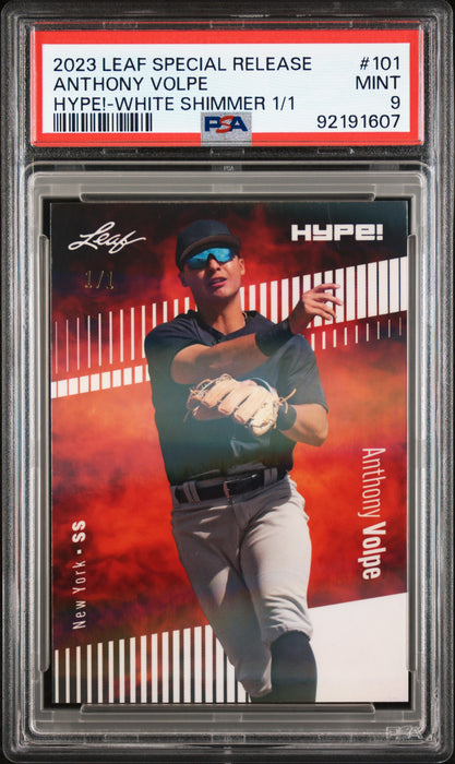 PSA 9 Anthony Volpe 2023 Leaf Hype! #101 White Shimmer 1/1 Rookie Card