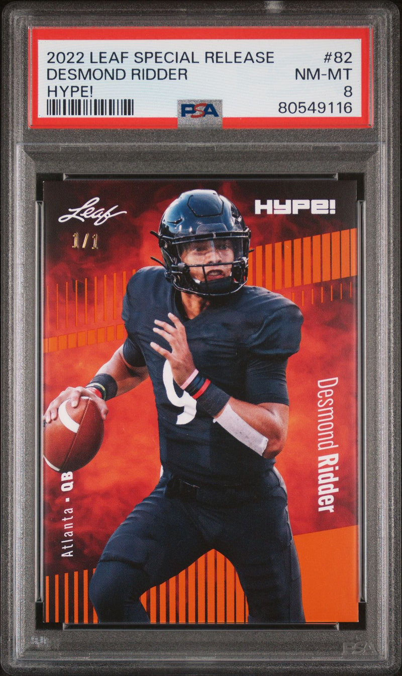 PSA 8 Desmond Ridder 2022 Leaf Hype! #82 Orange Masterpiece 1/1 Rookie Card
