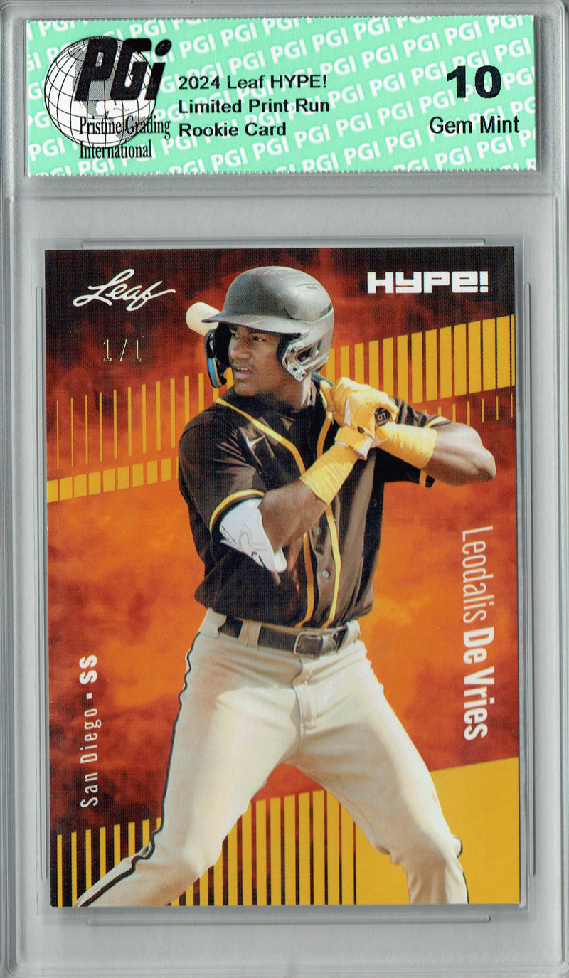 Leodalis De Vries 2024 Leaf HYPE! #165 Gold Blank Back 1/1 Rookie Card PGI 10