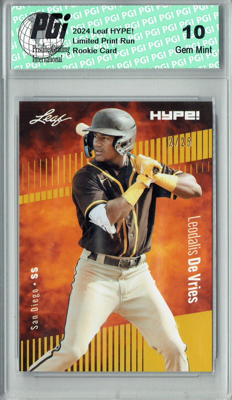 Leo Leodalis De Vries 2024 Leaf HYPE! #165 Gold SP 25 Made Rookie Card PGI 10