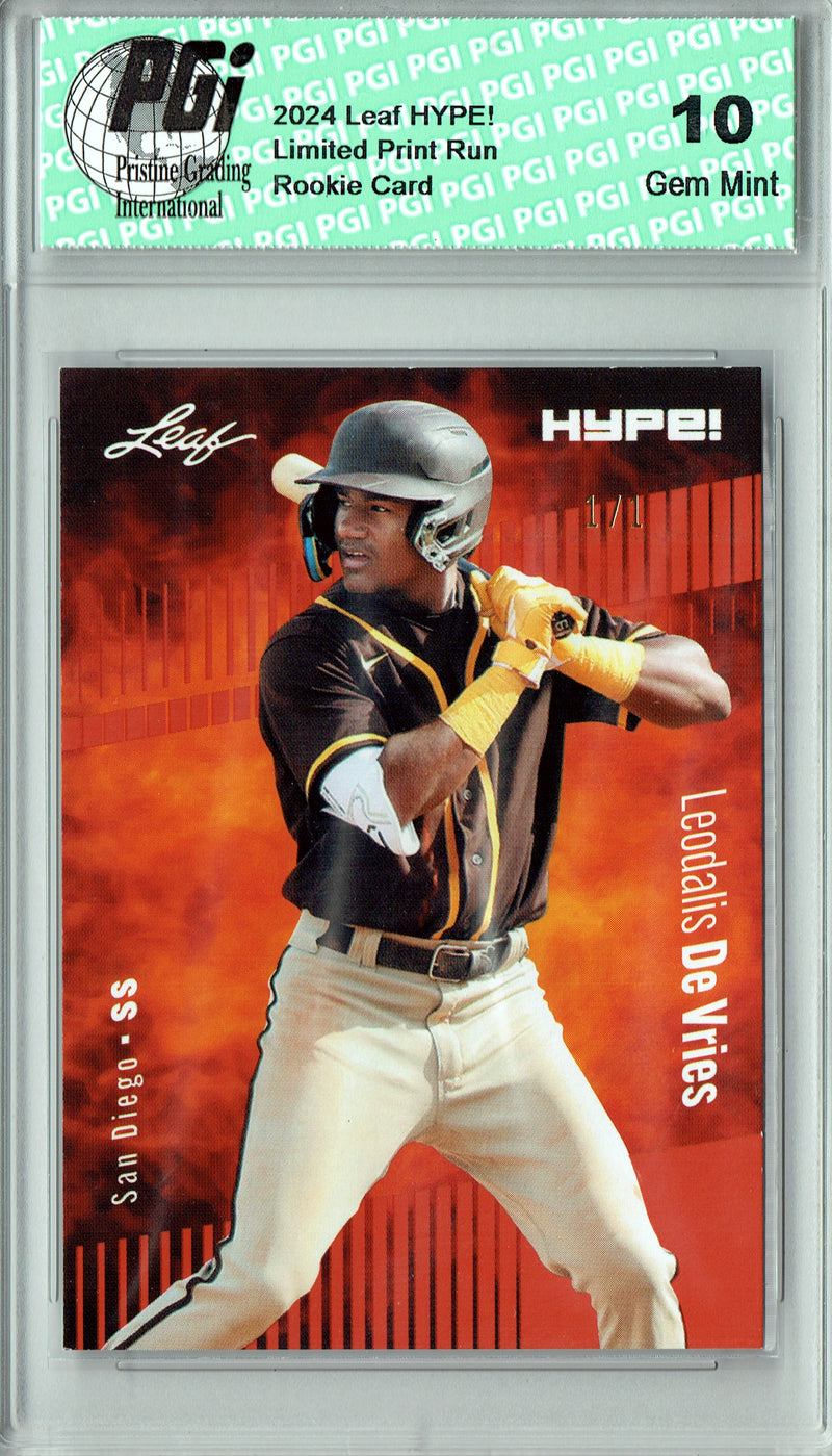 Leo Leodalis De Vries 2024 Leaf HYPE! #185 Masterpiece 1 of 1 Rookie Card PGI 10