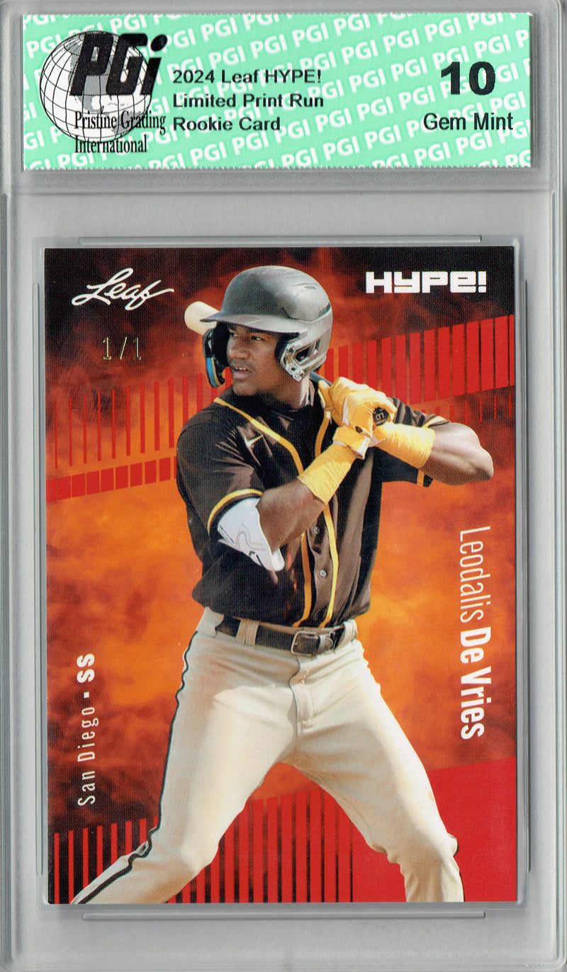 Leodalis De Vries 2024 Leaf HYPE! #165 Red Blank Back 1/1 Rookie Card PGI 10