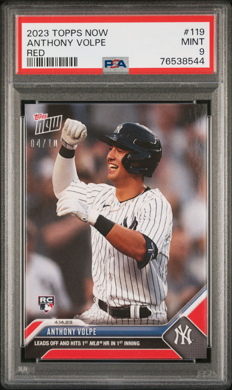 Anthony Volpe PSA 9 2023 Topps Now #119 Rookie Card Red #4/10 Yankees