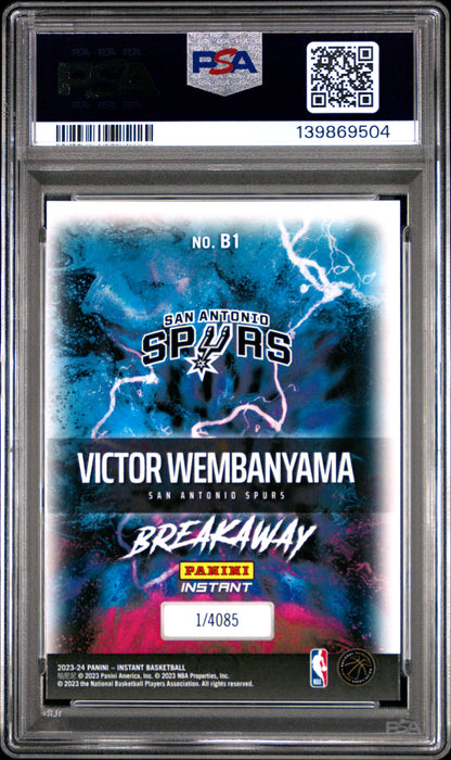PSA 8 Victor Wembanyama 2023 Panini Instant #81 4085 made Rookie Card