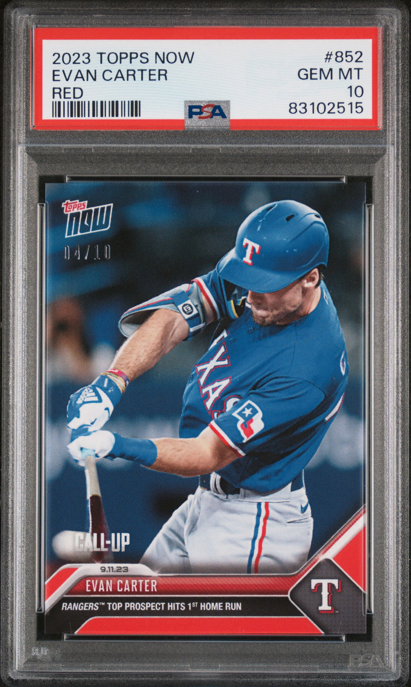 Evan Carter PSA 10 2023 Topps Now #1 Rookie Card Red SP #4/10