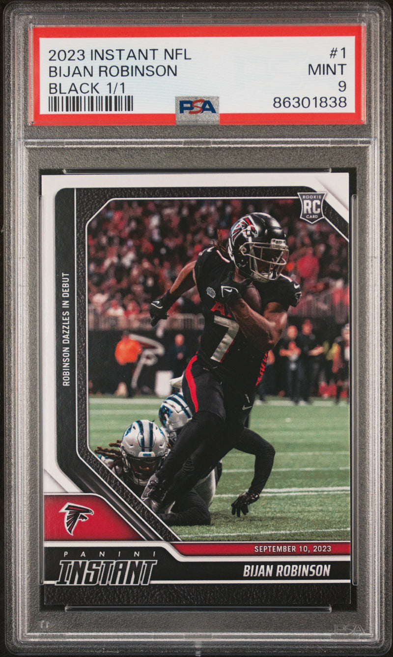 PSA 9 Bijan Robinson 2023 Panini Instant #1 Black One of One 1/1 Rookie Card Atlanta Falcons