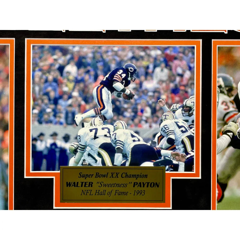 Walter Payton Autographed Cut Triple 8x10 Photo Collage Chicago Bears PSA/DNA Framed