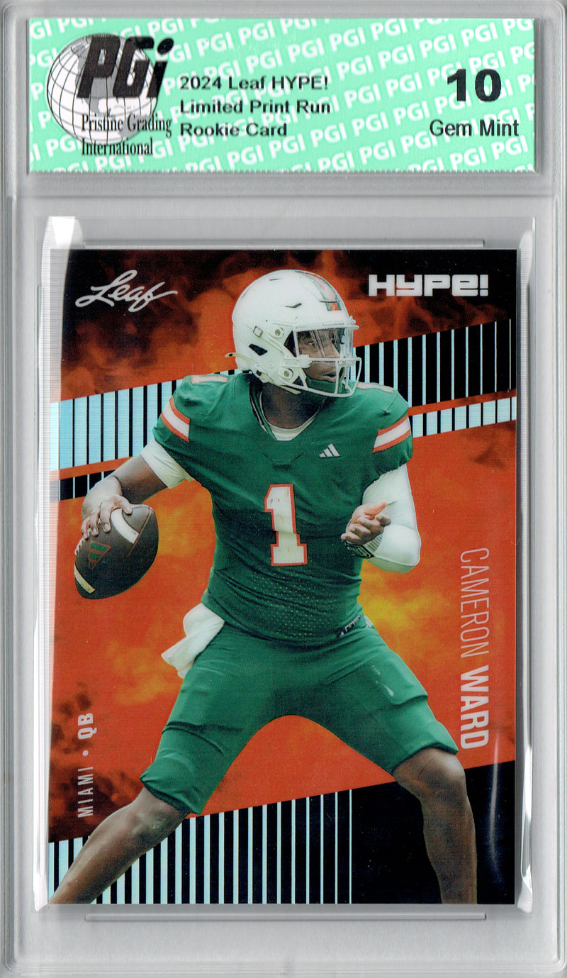 Cam Cameron Ward Rookie Card Pro Football Trading Card 2024 Leaf HYPE! Metal #HM-03 Black Only 7 Made PGI 10