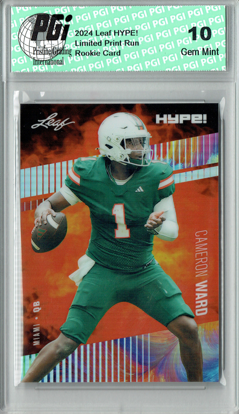 Cameron Cam Ward Rookie Card 2024 Leaf HYPE! #HM-03 Metal 1/1 Burst, PGI 10, Tennessee Titans Football