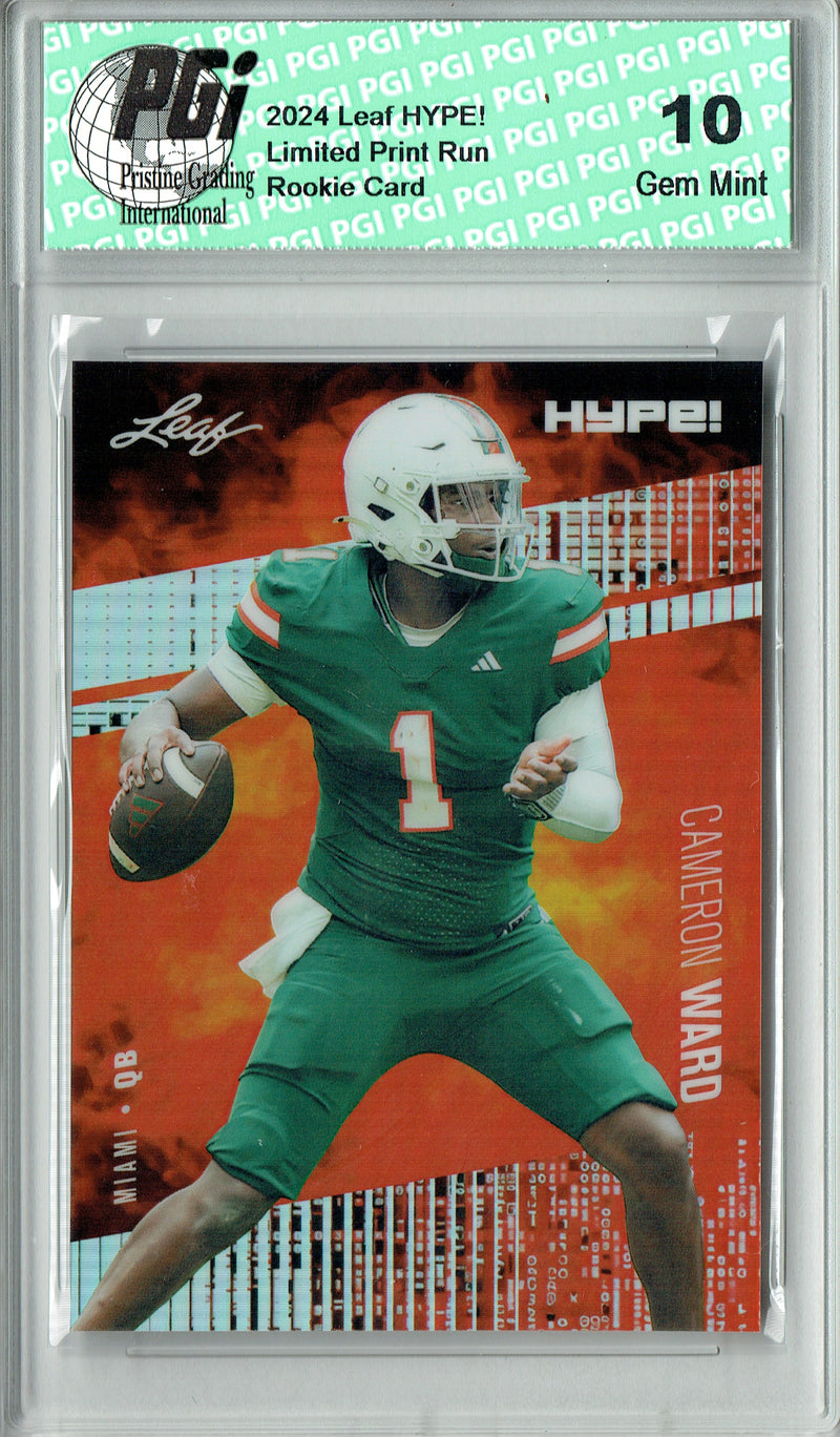 Cameron Cam Ward Rookie Card 2024 Leaf HYPE! #HM-03 Metal 1/1 Matrix, PGI 10, Tennessee Titans Football