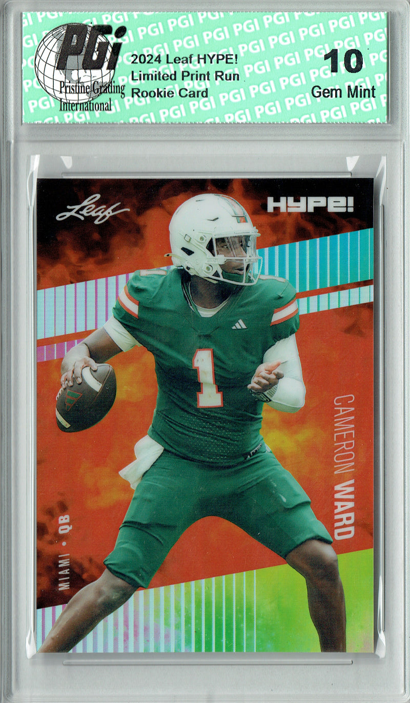 Cameron Cam Ward Rookie Card 2024 Leaf HYPE! #HM-03 Metal 1/1 Neon, PGI 10, Tennessee Titans Football