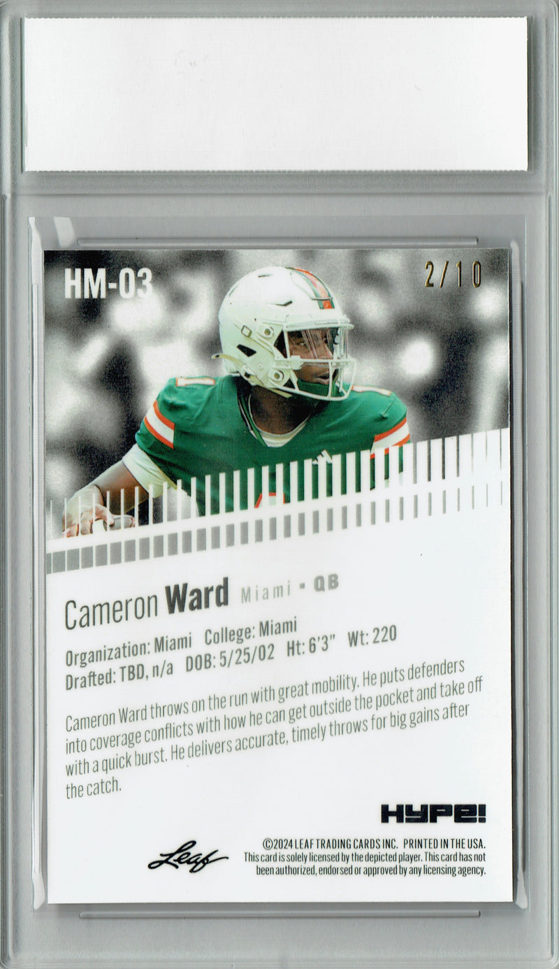 Cam Cameron Ward 2024 Leaf HYPE! Metal #HM-03 Pink Only 10 Made Rookie Card PGI 10