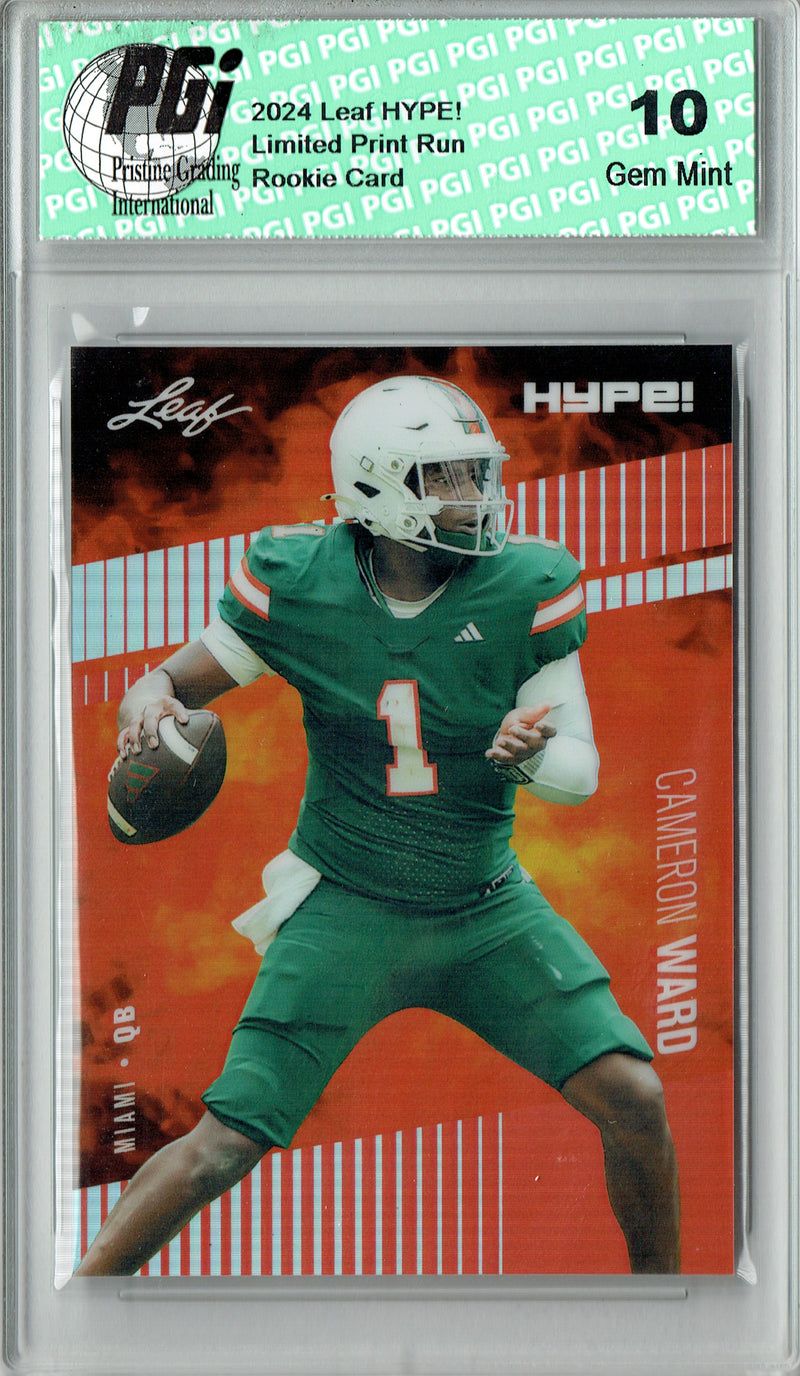 Cam Cameron Ward Rookie Card Pro Football Trading Card 2024 Leaf HYPE! Metal #HM-03 Red Only 2 Made PGI 10