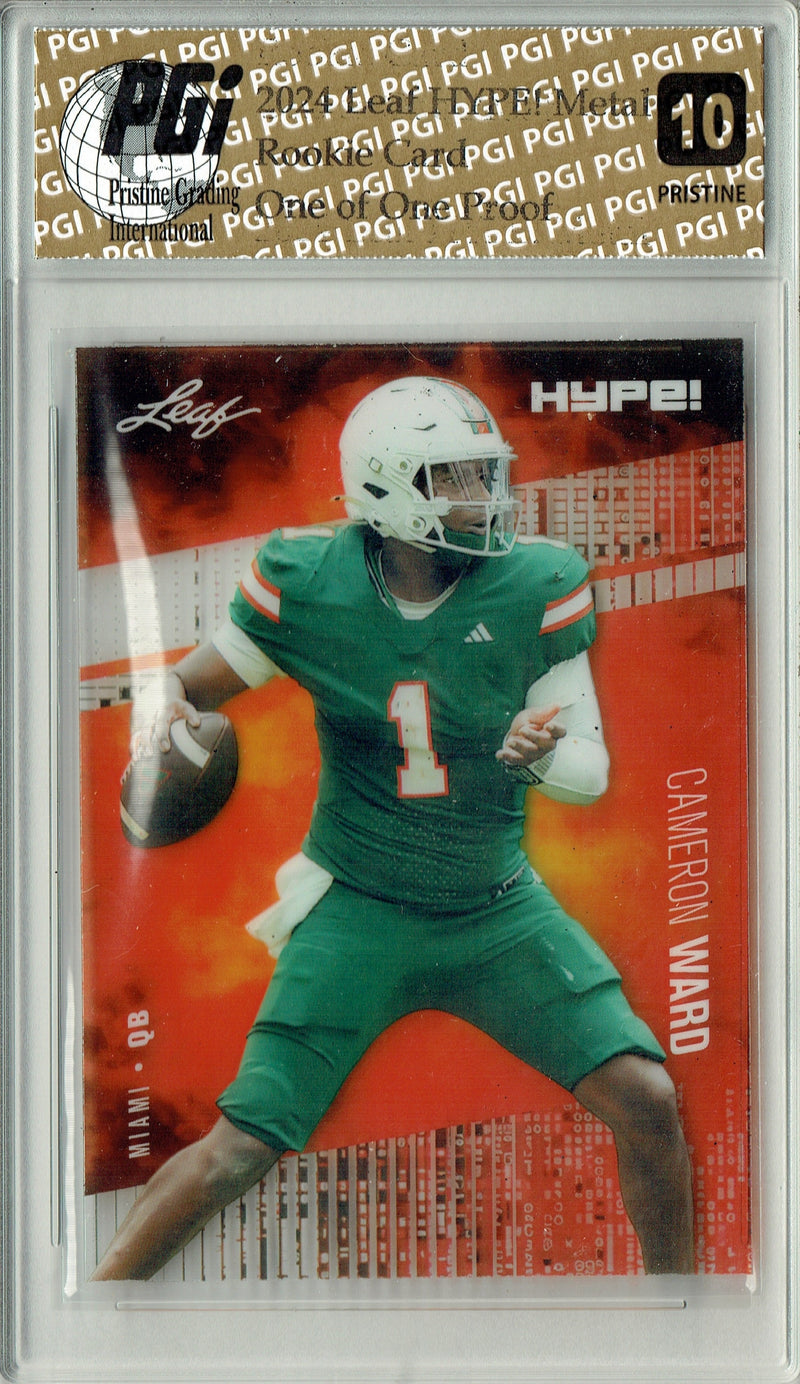 Cam Ward Rookie Card Tennessee PGI 10 Gem Mint Football Trading Card 2024 Leaf HYPE! Metal #HM-03 Matrix 1/1 Proof