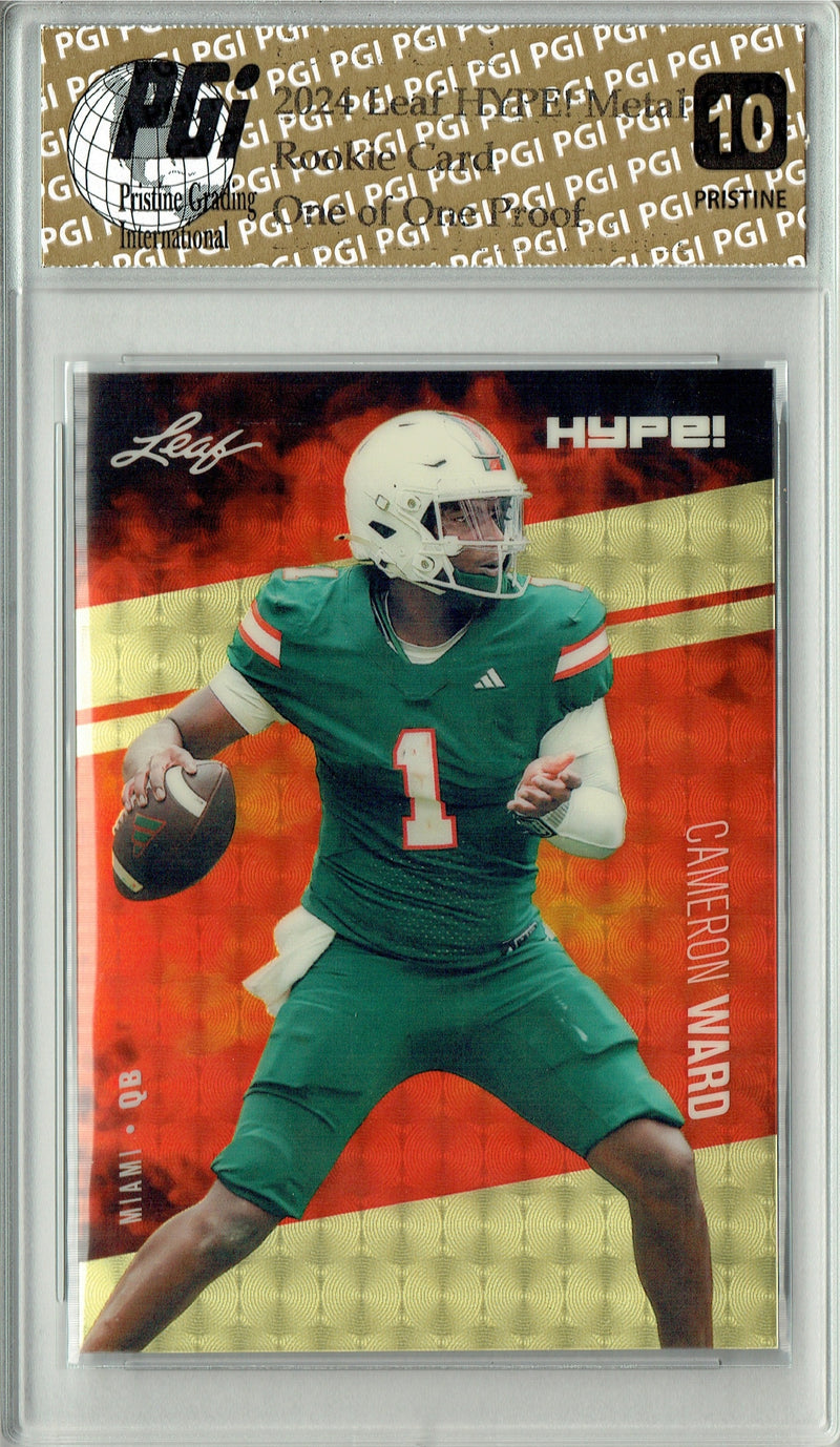 Cam Ward Rookie Card Tennessee PGI 10 Gem Mint Football Trading Card 2024 Leaf HYPE! Metal #HM-03 Gold Superfractor Proof 1 of 1