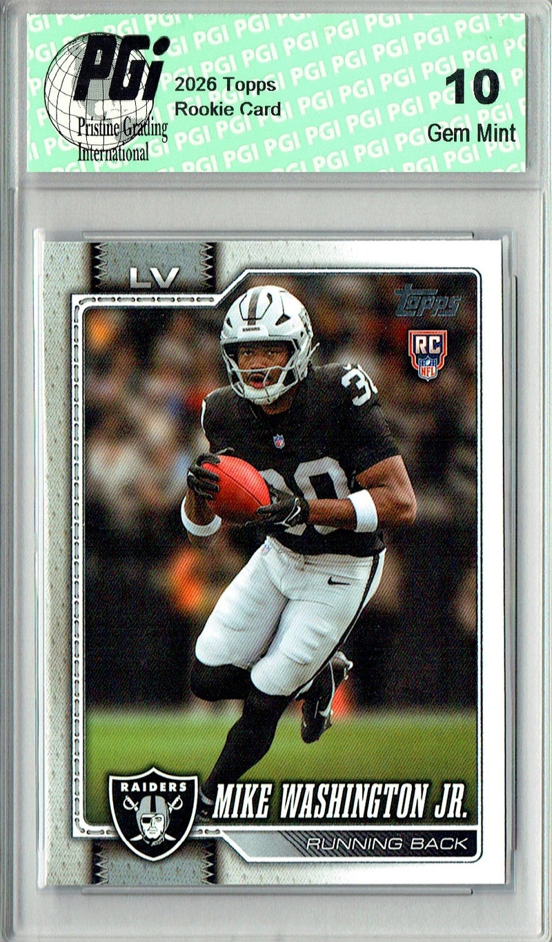 Mike Washington Jr. Rookie Card 2026 Topps #311 Flagship, PGI 10, Las Vegas Raiders Football