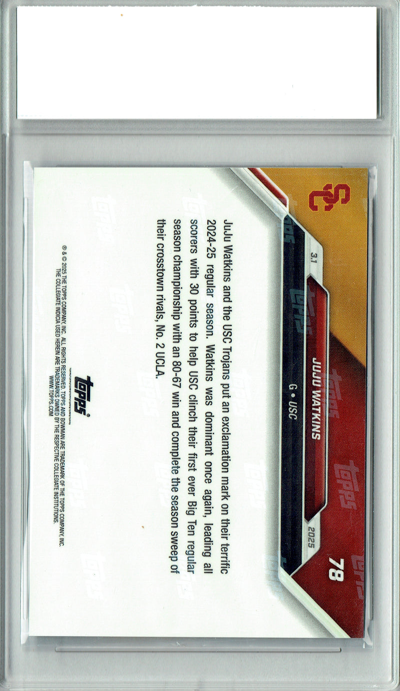 Juju Watkins Rookie Card 2025 Bowman University Now #78 PRISTINE, PGI 10, USC Trojans