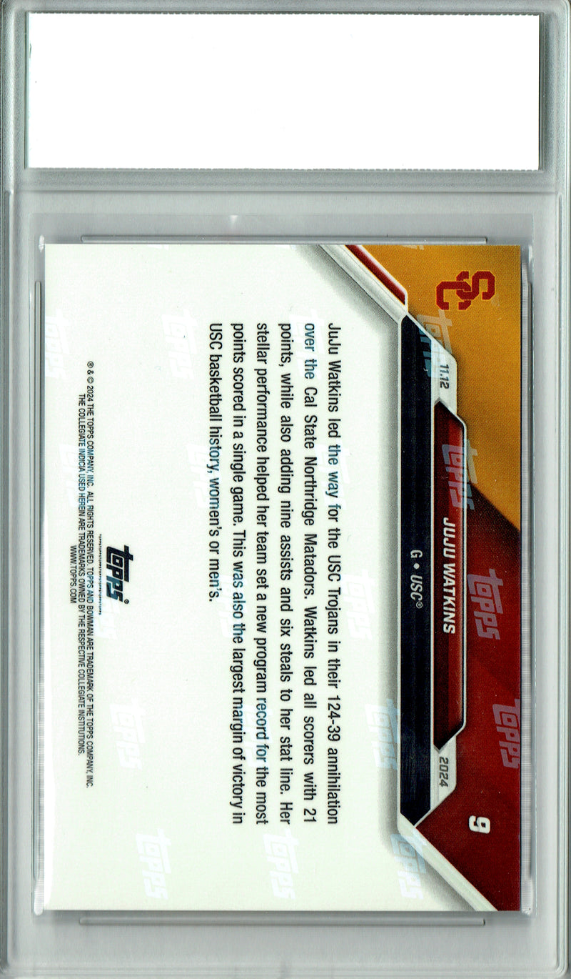 Juju Watkins Rookie Card 2024 Bowman University Now #9 PRISTINE, PGI 10, USC Trojans
