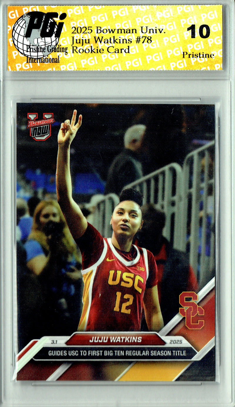 Juju Watkins Rookie Card 2025 Bowman University Now #78 PRISTINE, PGI 10, USC Trojans