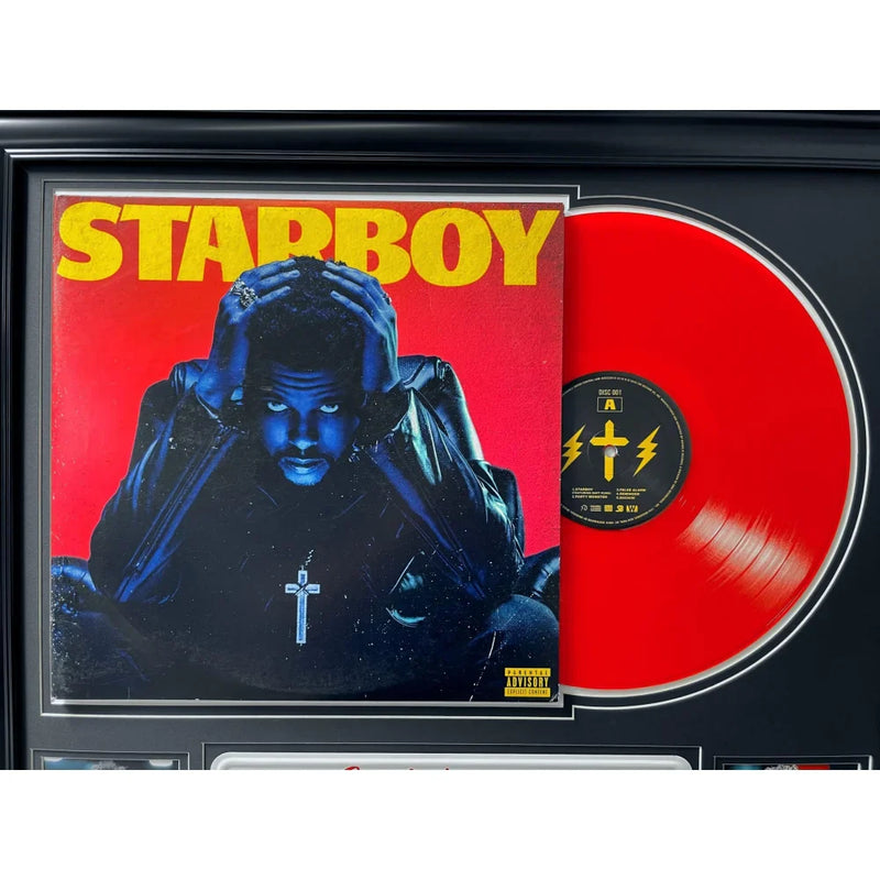 The Weeknd Autographed Starboy Red Lp Album Framed Collage PSA/DNA COA Signed Weekend