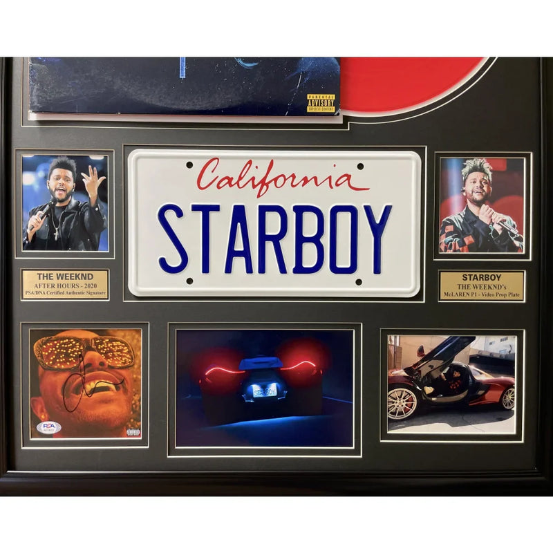 The Weeknd Autographed Starboy Red Lp Album Framed Collage PSA/DNA COA Signed Weekend