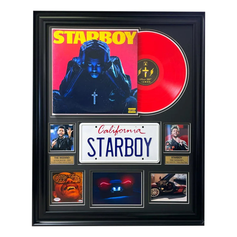 The Weeknd Autographed Starboy Red Lp Album Framed Collage PSA/DNA COA Signed Weekend