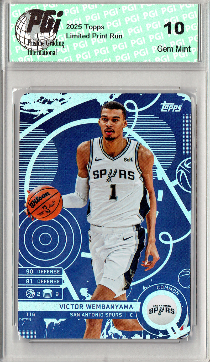 Victor Wembanyama Trading Card 2025 Topps Match Attax #0 Blue Variation, PGI 10, San Antonio Spurs Basketball