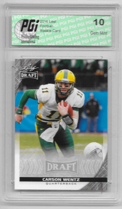 Carson Wentz 2016 Leaf Draft #12 Rookie Card PGI 10 North Dakota Bisons