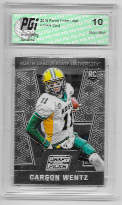 Carson Wentz 2016 Prizm Draft #127 Chrome Rookie Card PGI 10