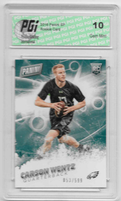 Carson Wentz 2016 Panini SP #41 SP, 599 Made Rookie Card PGI 10