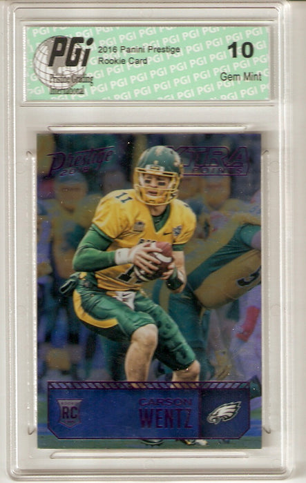 Carson Wentz 2016 Prestige #202 Xtra Points, 100 Made Rookie Card PGI 10