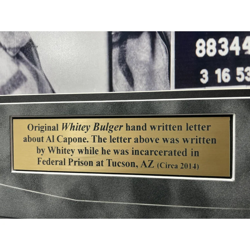 Whitey Bulger Hand Written Signed Framed Prison Letter About "Al Capone" Mafia JSA COA