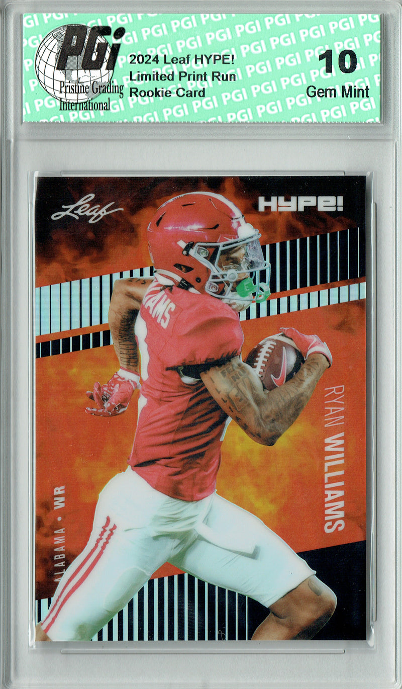 Ryan Williams Rookie Card Alabama Football Trading Card 2024 Leaf HYPE! Metal #HM-15 Black Only 7 Made PGI 10