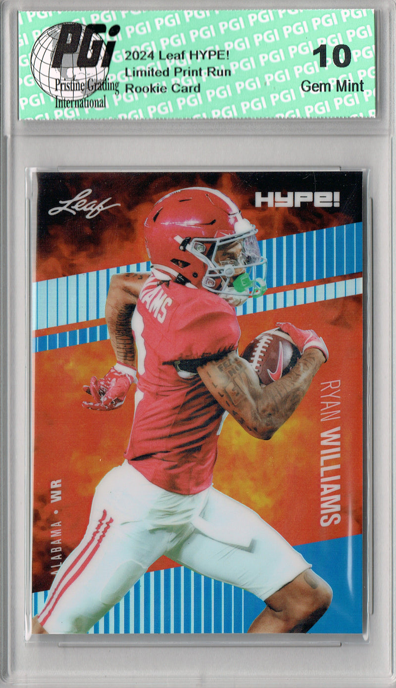 Ryan Williams Rookie Card Alabama Football Trading Card 2024 Leaf HYPE! Metal #HM-15 Blue Only 20 Made PGI 10