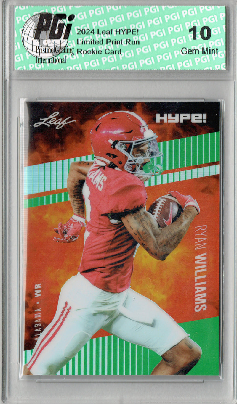 Ryan Williams Rookie Card Alabama Football Trading Card 2024 Leaf HYPE! Metal #HM-15 Green Only 5 Made PGI 10