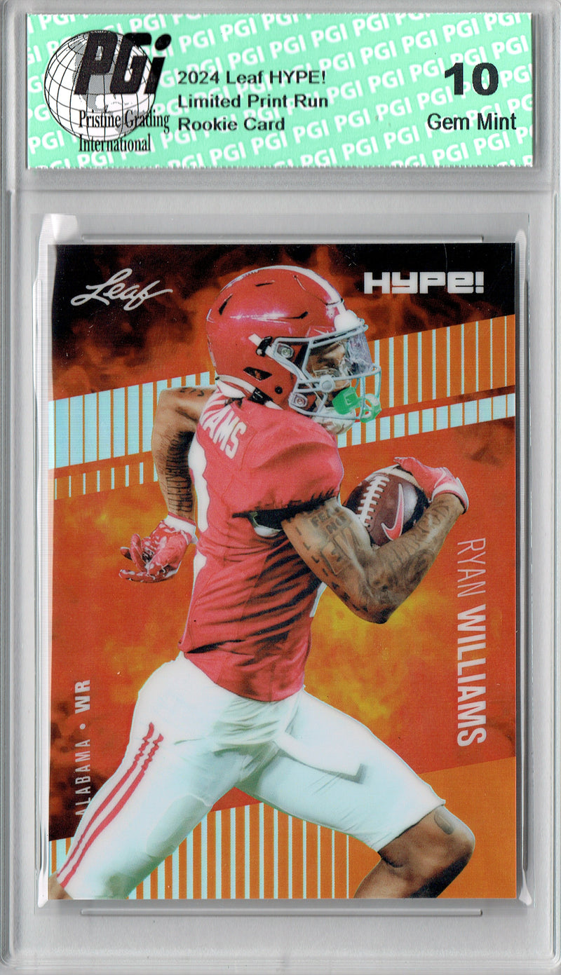 Ryan Williams Rookie Card Alabama Football Trading Card 2024 Leaf HYPE! Metal #HM-15 Orange Only 3 Made PGI 10