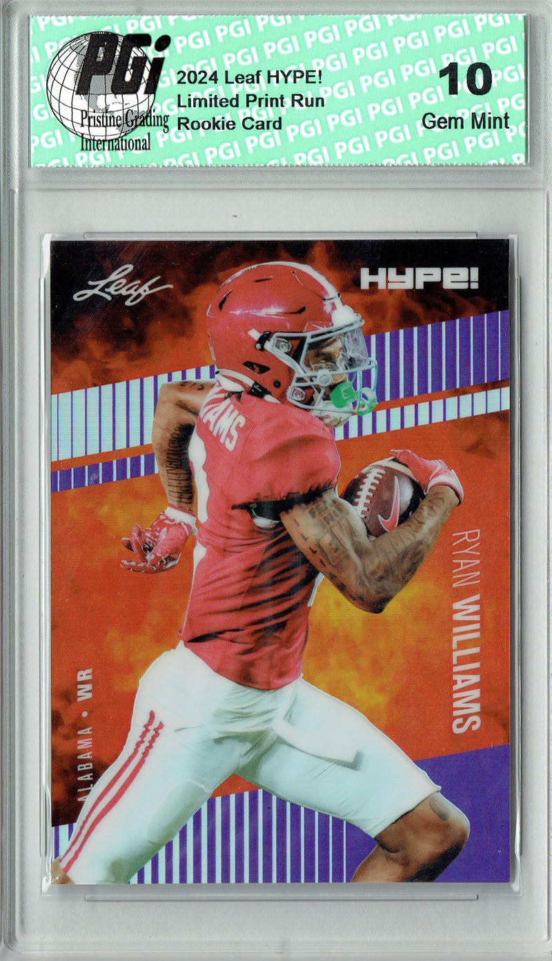 Ryan Williams Rookie Card Alabama Football Trading Card 2024 Leaf HYPE! Metal #HM-15 Purple Only 15 Made PGI 10