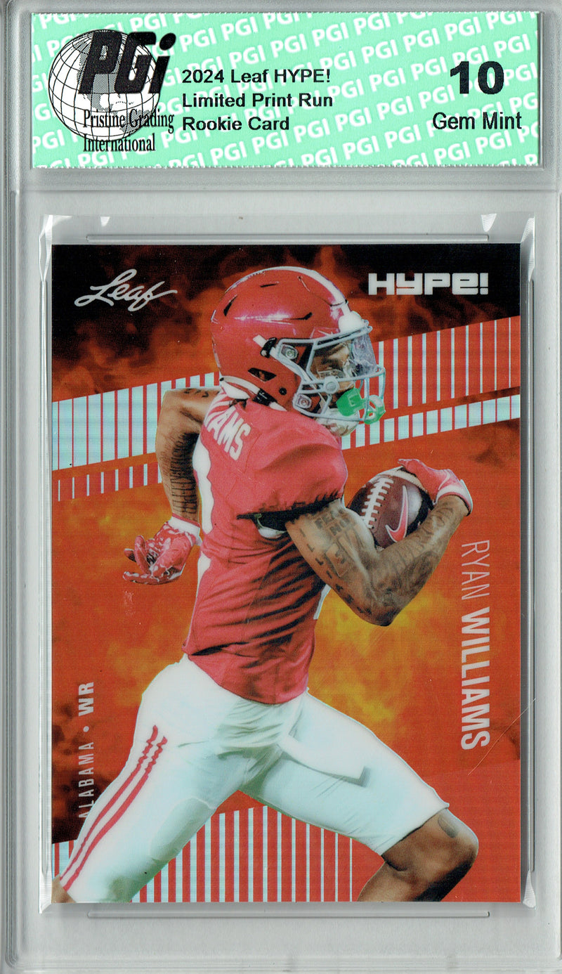 Ryan Williams Rookie Card Alabama Football Trading Card 2024 Leaf HYPE! Metal #HM-15 Red #2/2 Made PGI 10
