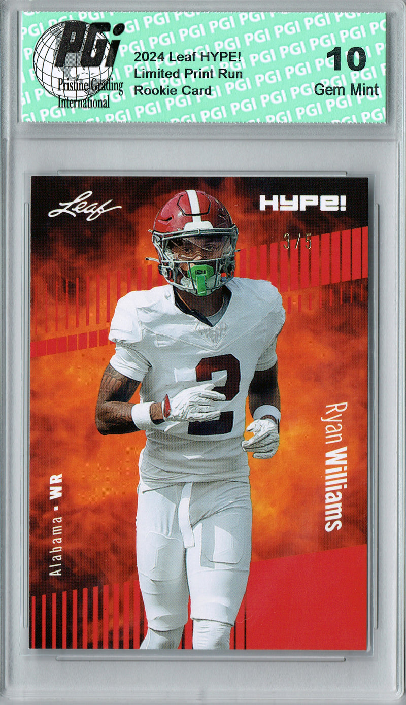 Ryan Williams 2024 Leaf HYPE! #169 Red SP 5 Made Rookie Card PGI 10