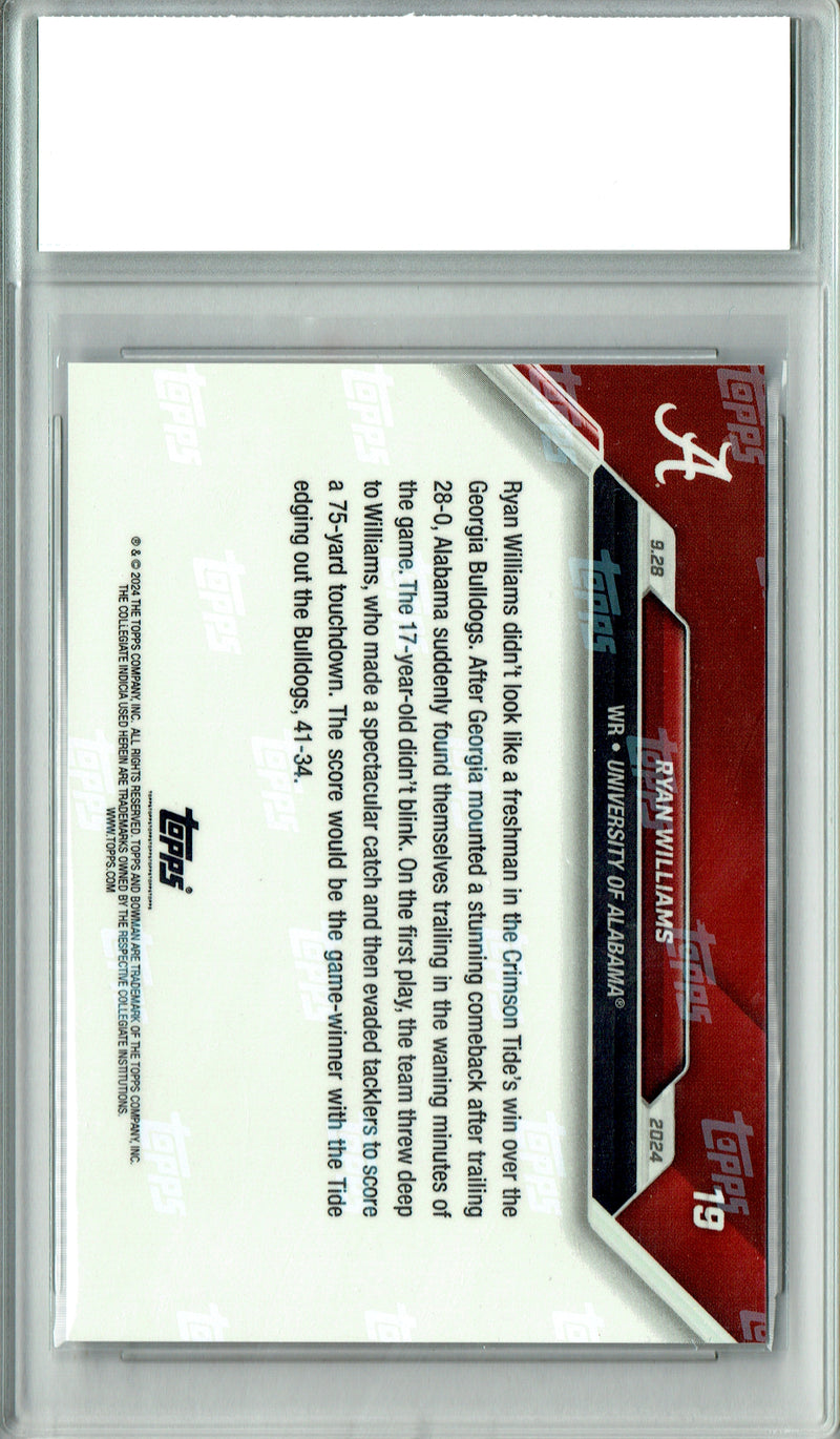 Ryan Williams Rookie Card 2024 Bowman University Now #19 PRISTINE, PGI 10, Alabama