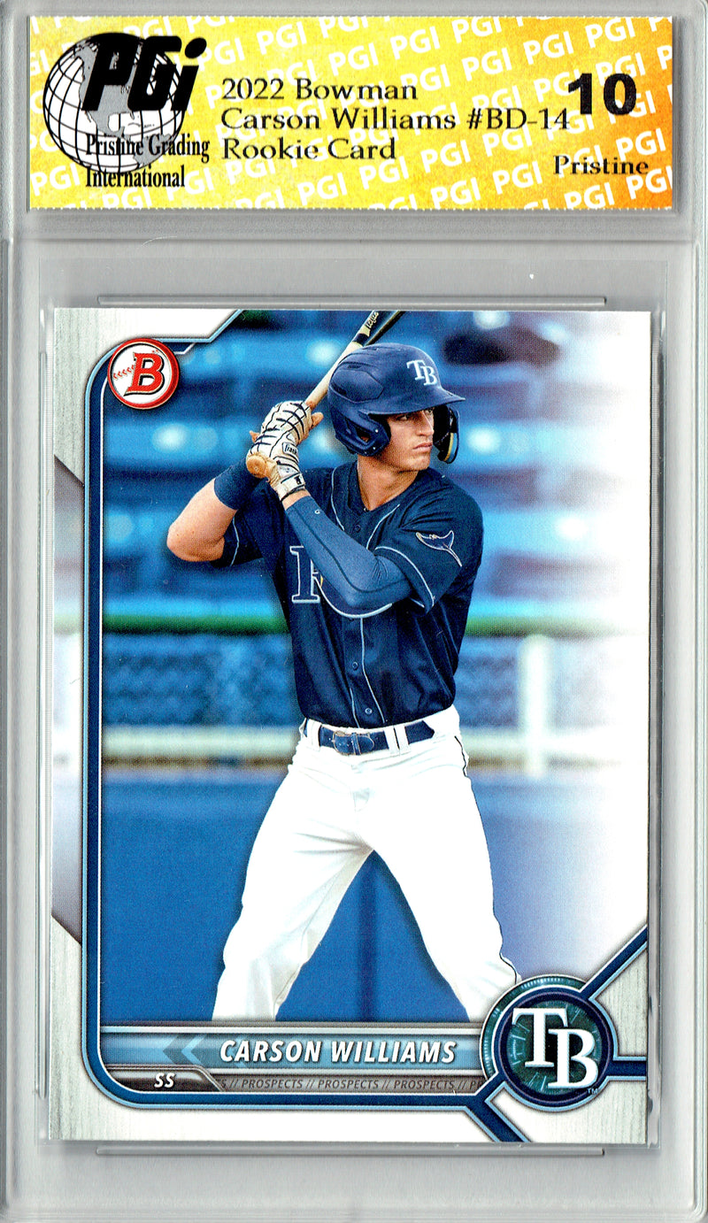 Carson Williams Rookie Card 2022 Bowman Draft #BD-14 PRISTINE, PGI 10, Tampa Bay Rays Baseball