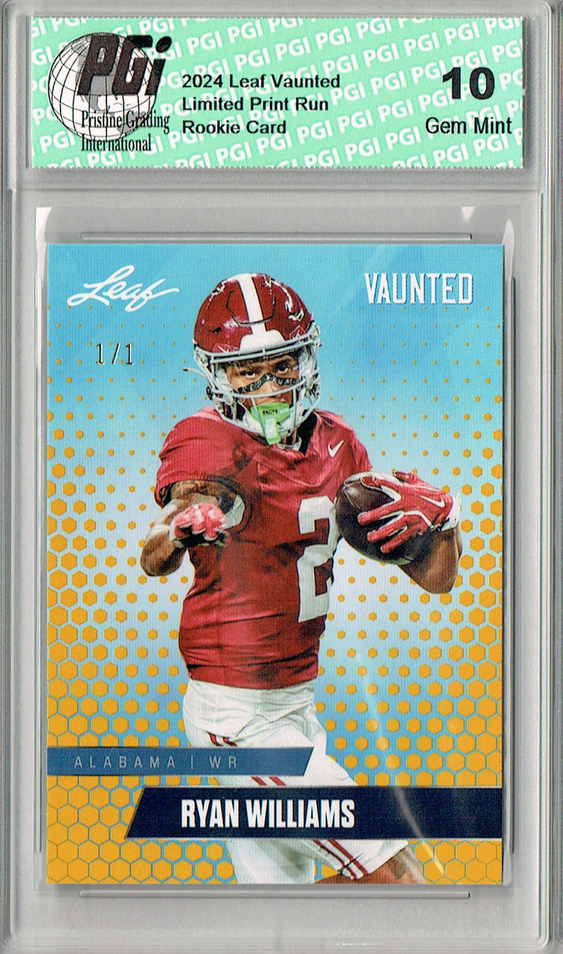 Ryan Williams Rookie Card Alabama PGI 10 Gem Mint Football Trading Card 2024 Leaf Vaunted #V-15 Gold Blank Back 1/1