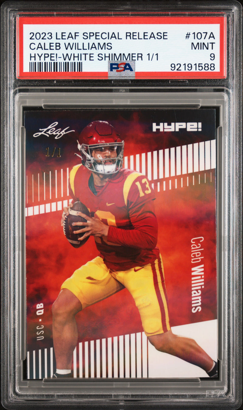 PSA 9 Caleb Williams 2023 Leaf HYPE #107A White Shimmer 1/1 Rookie Card Chicago Bears