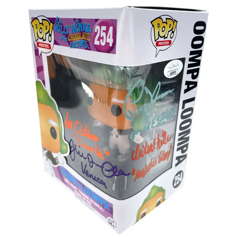 Willy Wonka & Chocolate Factory Kids X4 Signed Oompa Loompa Funko Pop JSA COA Autographed