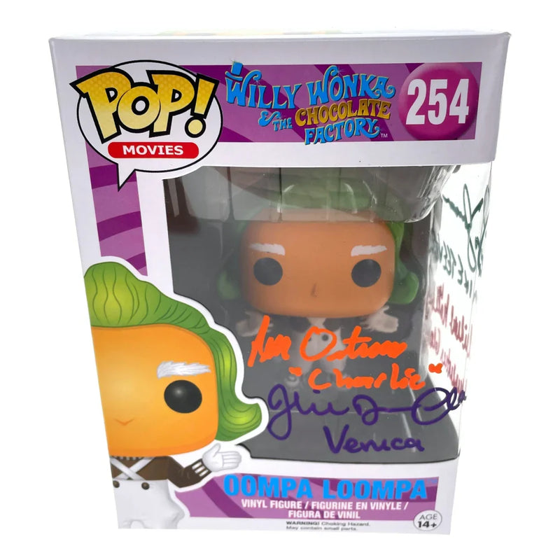 Willy Wonka & Chocolate Factory Kids X4 Signed Oompa Loompa Funko Pop JSA COA Autographed