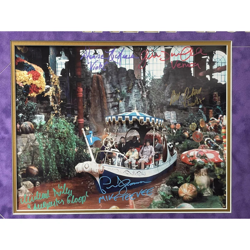 Willy Wonka Kids X5 Signed Framed 11x14 Photo Golden Ticket Paris Themmen COA Autograph Black