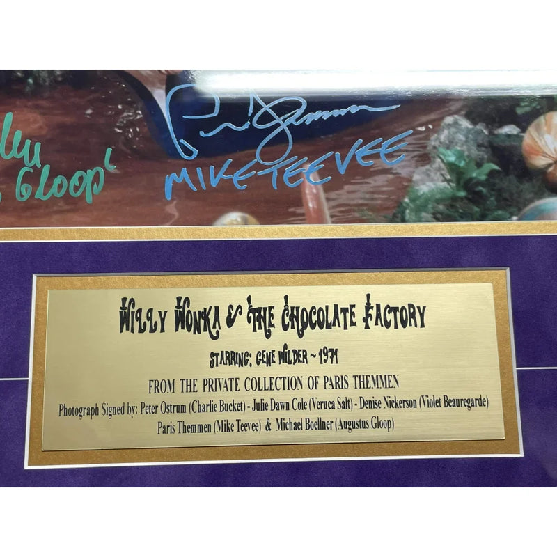 Willy Wonka Kids X5 Signed Framed 11x14 Photo Golden Ticket Paris Themmen COA Autograph Black